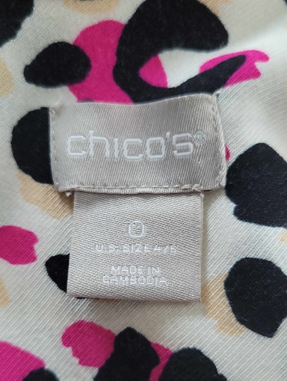 Chico's Long Sleeve Colorful Animal Print Button Down Rayon Shirt Size Small - Picture 5 of 6